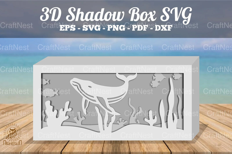 Underwater Scene 3D Shadow Box Template Bundle - CraftNest - Digital Crafting and Art