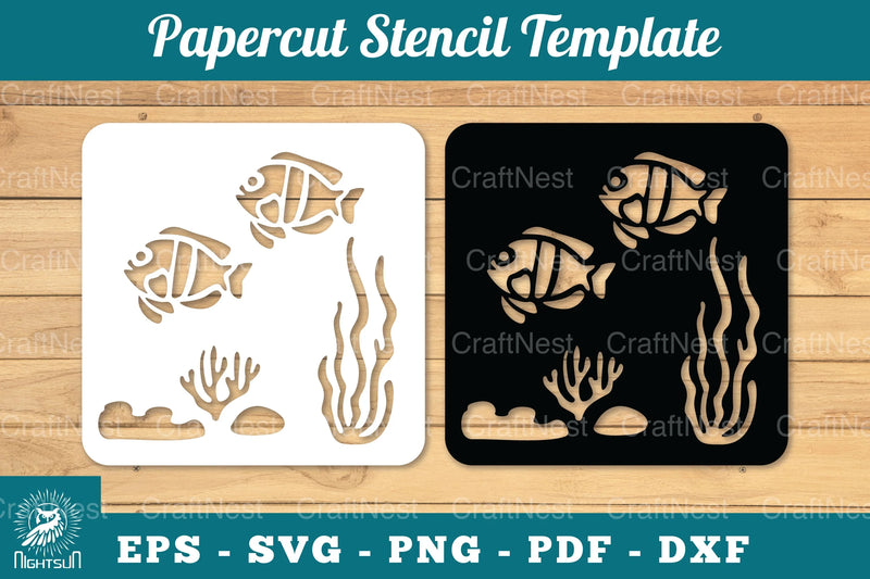 Underwater Scene Papercut Stencil Clipart Bundle - CraftNest - Digital Crafting and Art