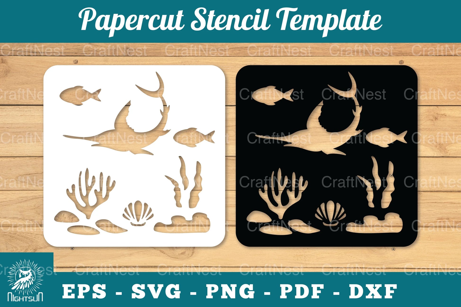 Underwater Scene Papercut Stencil Clipart Bundle - CraftNest - Digital Crafting and Art