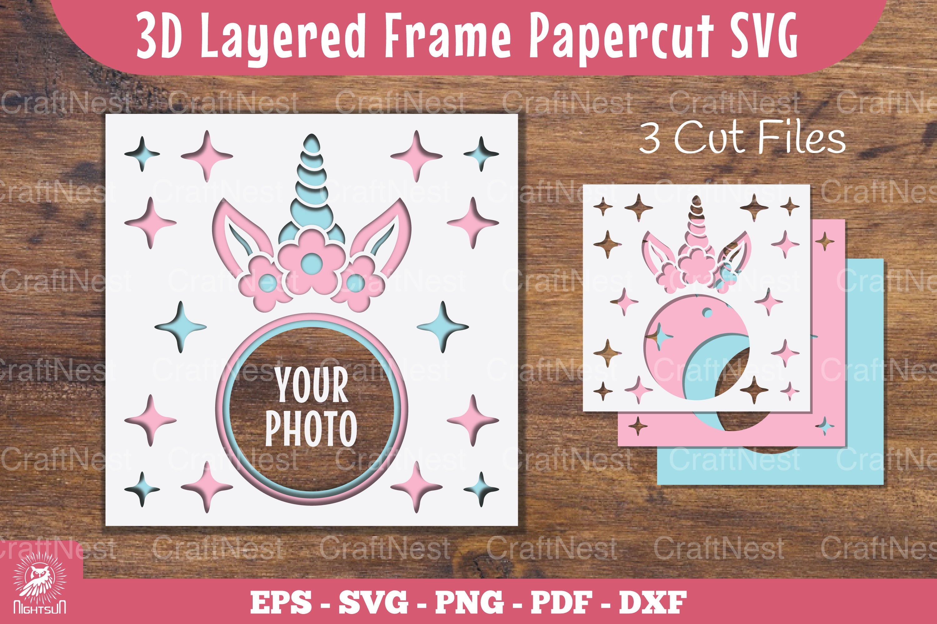 Unicorn 3D Layered Frame Papercut SVG Bundle - CraftNest - Digital Crafting and Art