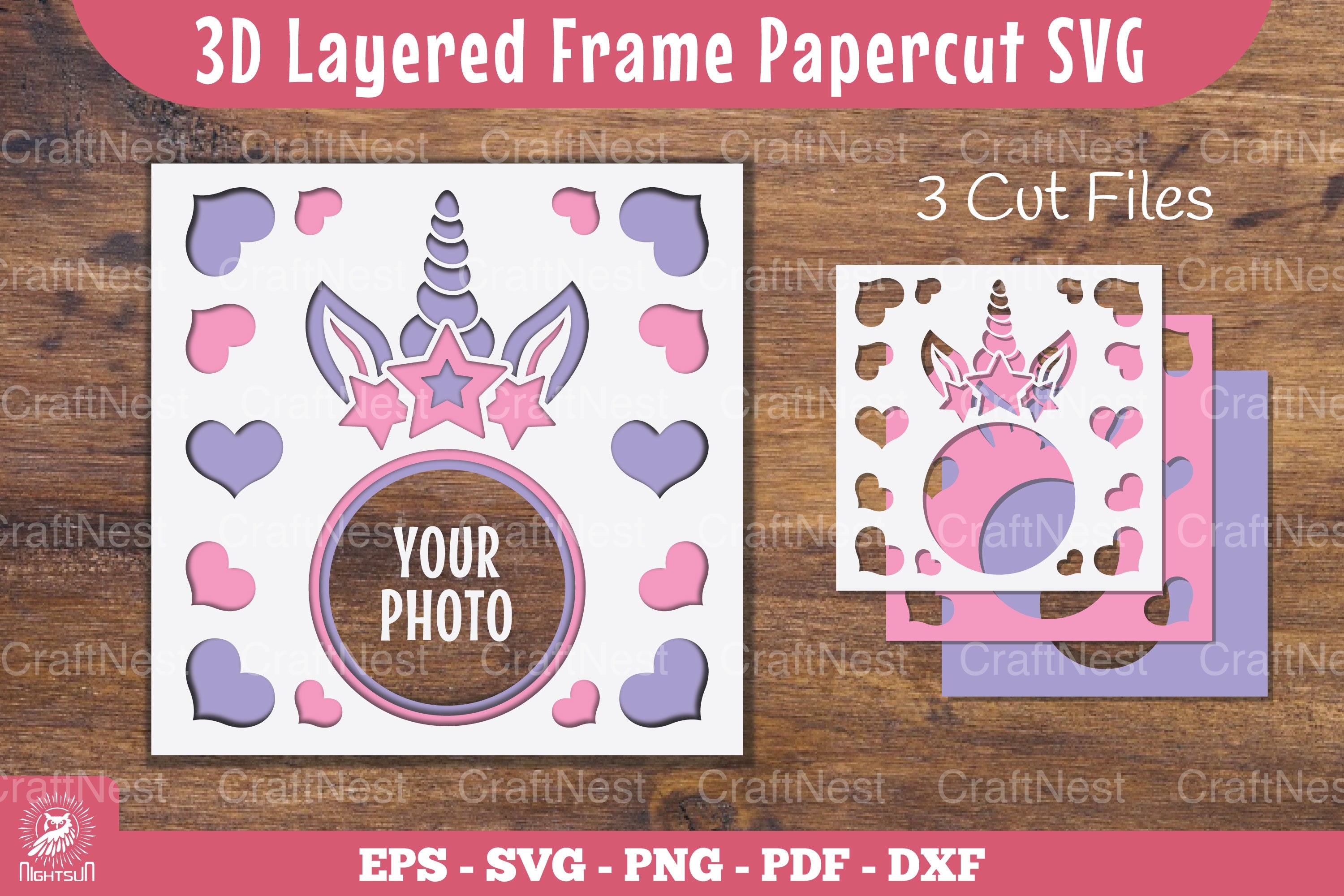 Unicorn 3D Layered Frame Papercut SVG Bundle - CraftNest - Digital Crafting and Art