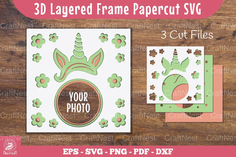 Unicorn 3D Layered Frame Papercut Clipart Bundle - CraftNest - Digital Crafting and Art