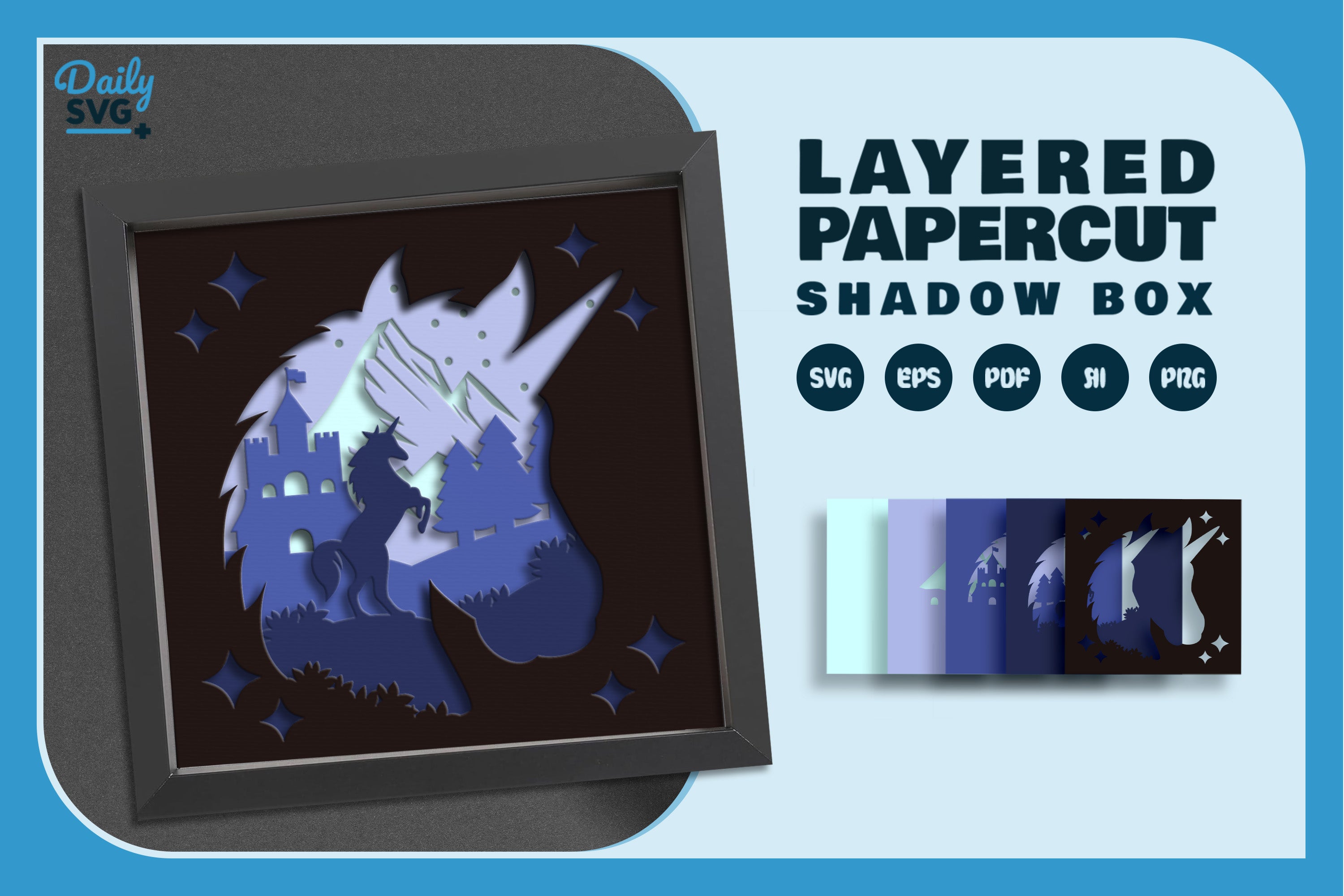 Unicorn Head Papercut SVG Bundle