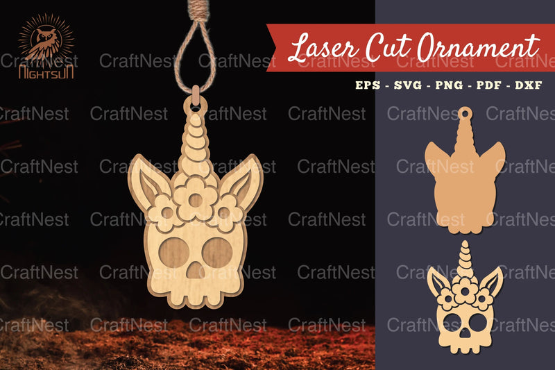 Unicorn Skull Lasercut Ornament Clipart Bundle - CraftNest - Digital Crafting and Art