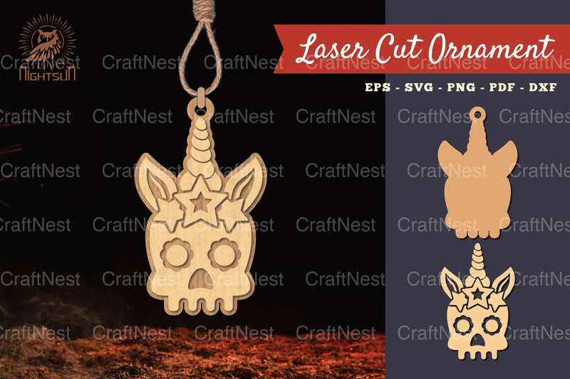 Unicorn Skull Lasercut Ornament Clipart Bundle - CraftNest - Digital Crafting and Art