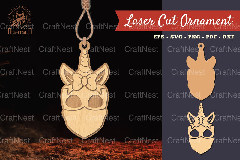 Unicorn Skull Lasercut Ornament Clipart Bundle - CraftNest - Digital Crafting and Art