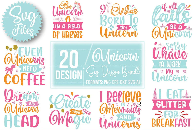 Unicorn Design SVG Bundle 1 - CraftNest - Digital Crafting and Art