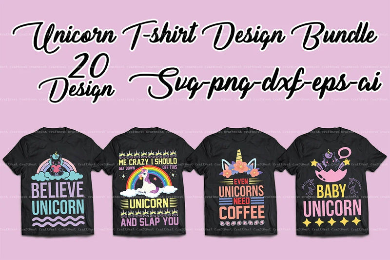 Unicorn T-Shirt Design SVG Bundle 2 - CraftNest - Digital Crafting and Art