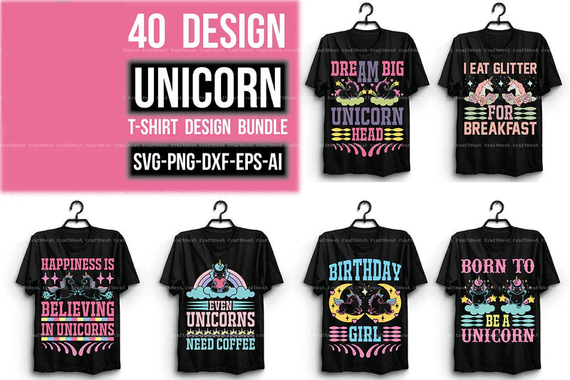 Unicorn T-Shirt Design SVG Bundle 4 - CraftNest - Digital Crafting and Art