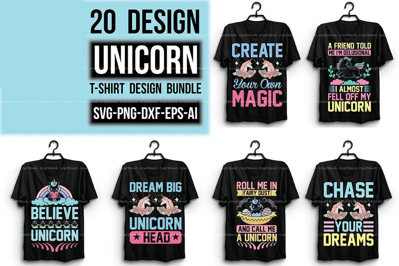 Unicorn T-Shirt Design SVG Bundle 3 - CraftNest - Digital Crafting and Art
