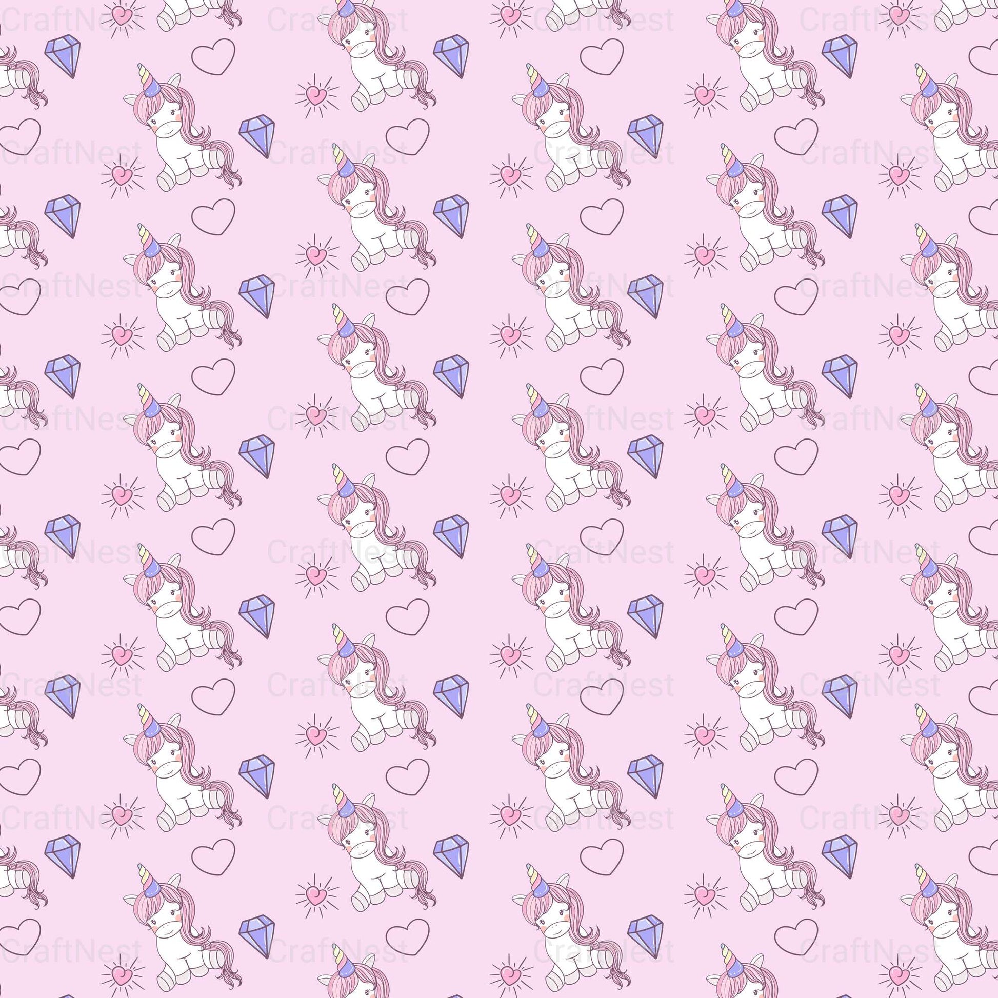 Baby Unicorn Seamless Pattern - CraftNest - Digital Crafting and Art