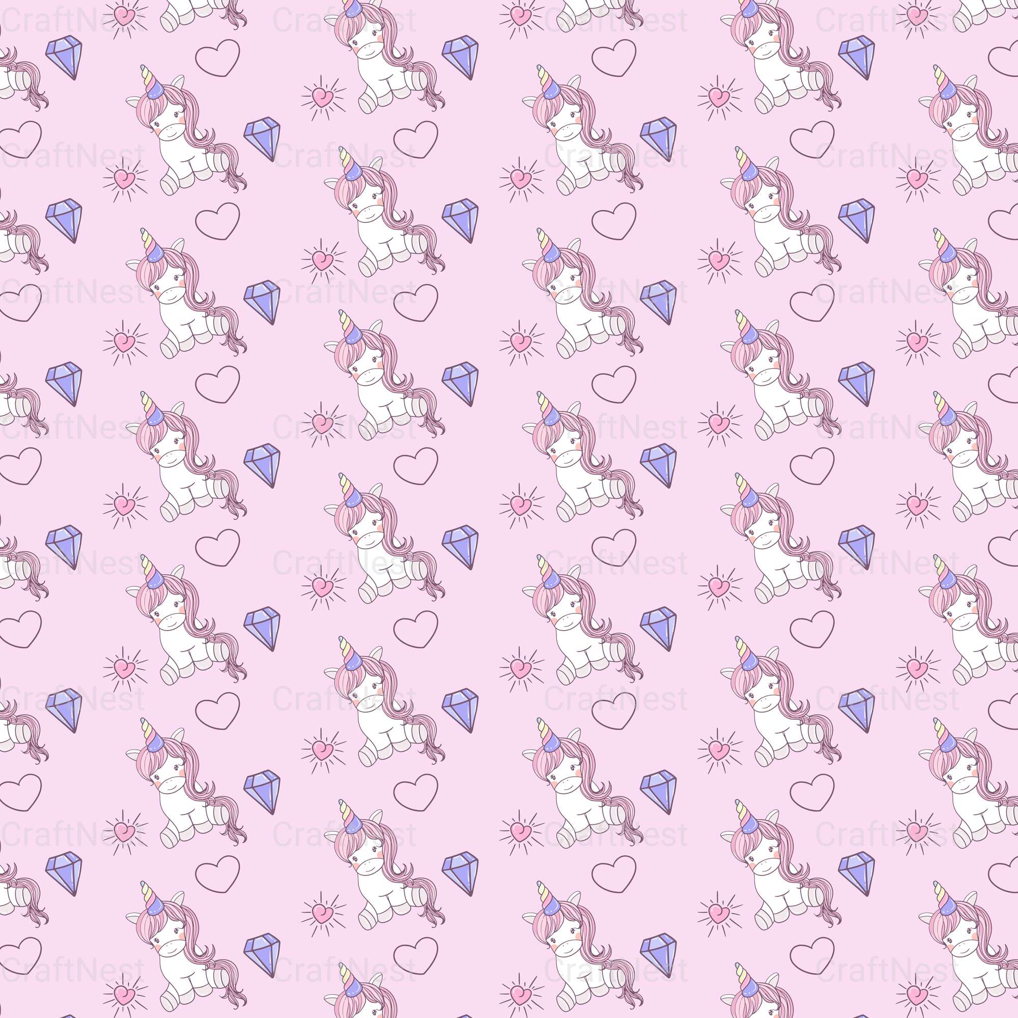 Baby Unicorn Seamless Pattern - CraftNest - Digital Crafting and Art