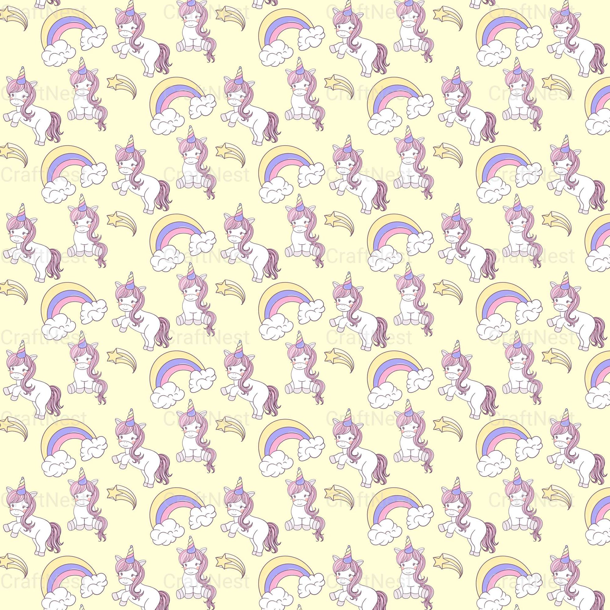 Baby Unicorn Seamless Pattern - CraftNest - Digital Crafting and Art