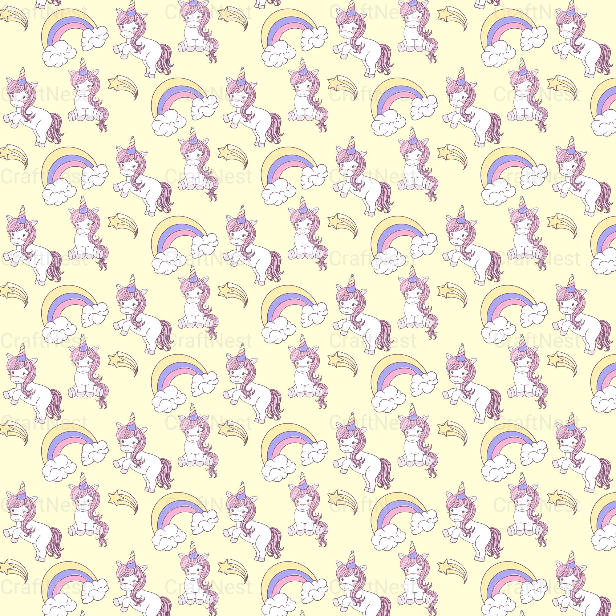 Baby Unicorn Seamless Pattern - CraftNest - Digital Crafting and Art