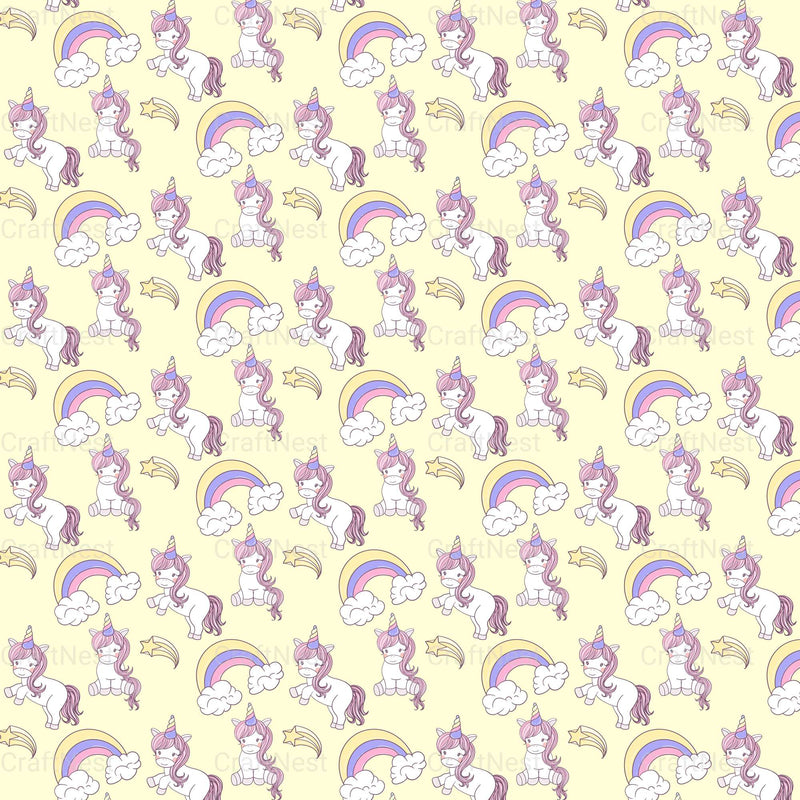 Baby Unicorn Seamless Pattern - CraftNest - Digital Crafting and Art