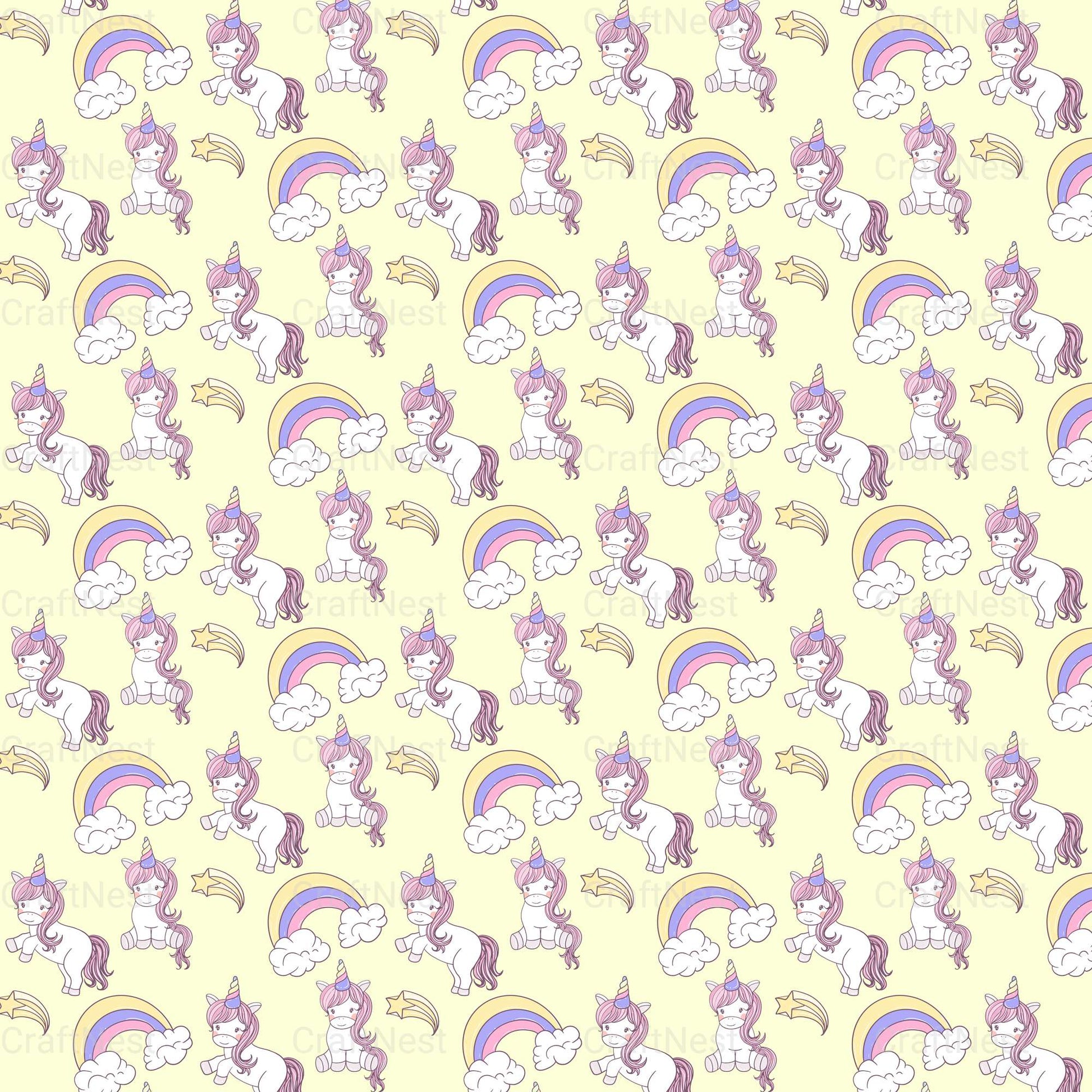 Baby Unicorn Seamless Pattern - CraftNest - Digital Crafting and Art