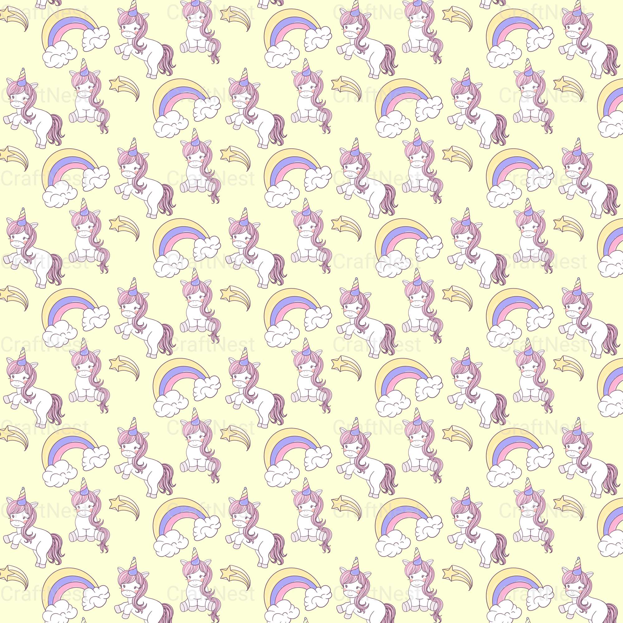 Baby Unicorn Seamless Pattern - CraftNest - Digital Crafting and Art