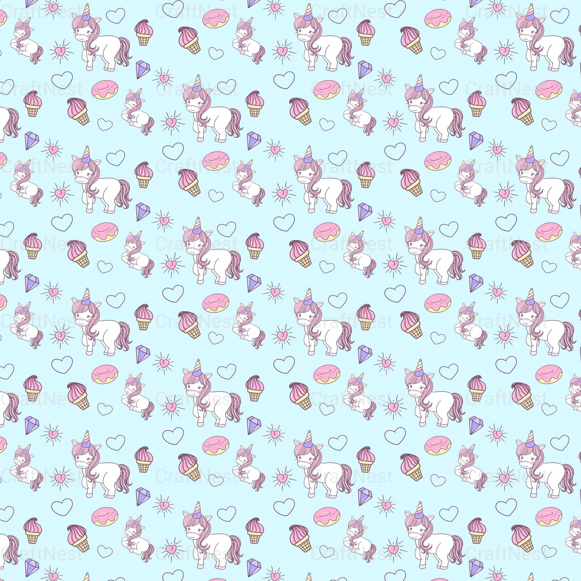 Baby Unicorn Seamless Pattern - CraftNest - Digital Crafting and Art