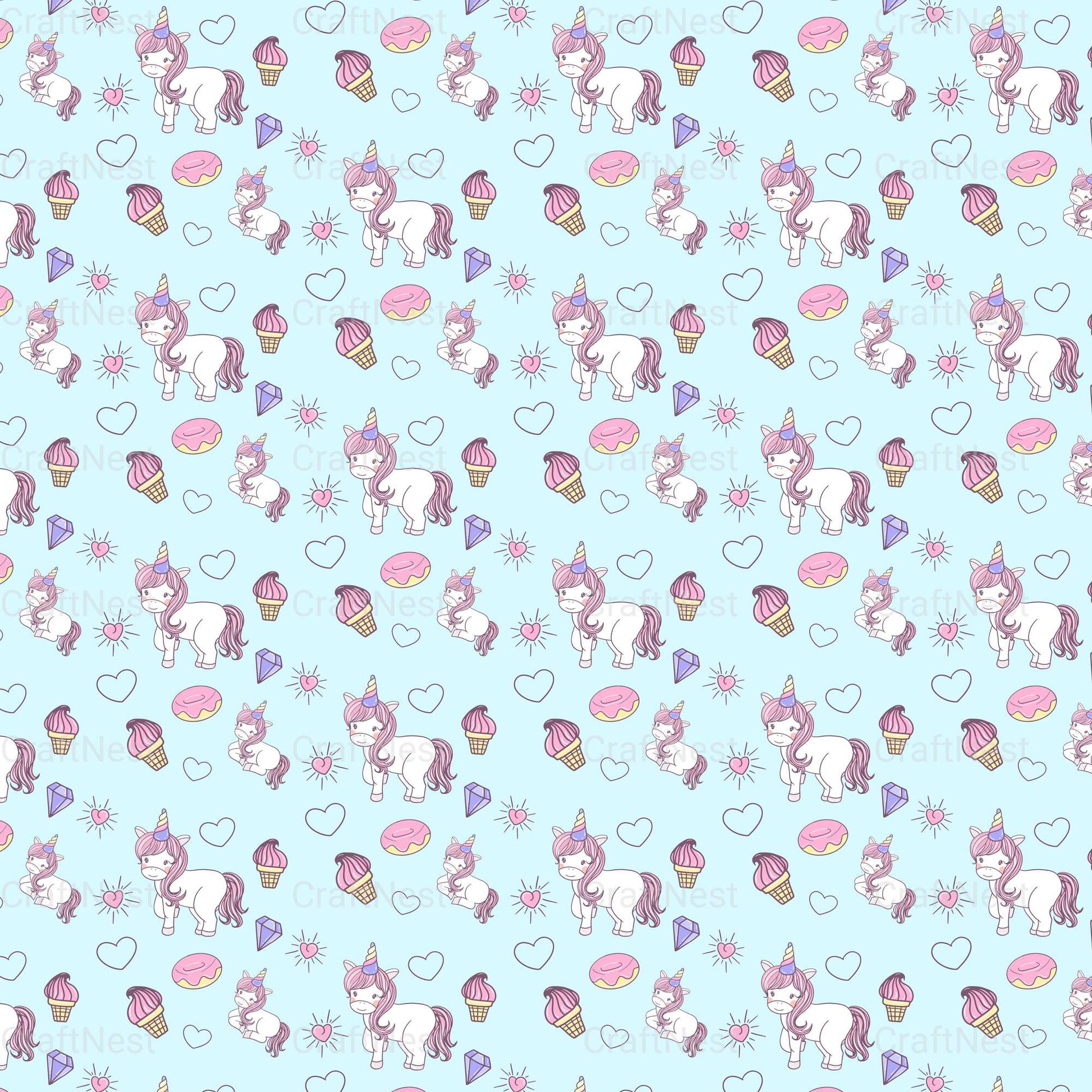 Baby Unicorn Seamless Pattern - CraftNest - Digital Crafting and Art