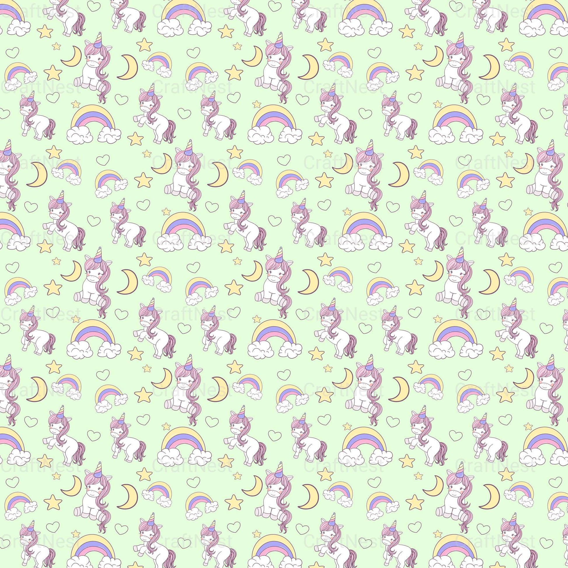 Baby Unicorn Seamless Pattern - CraftNest - Digital Crafting and Art