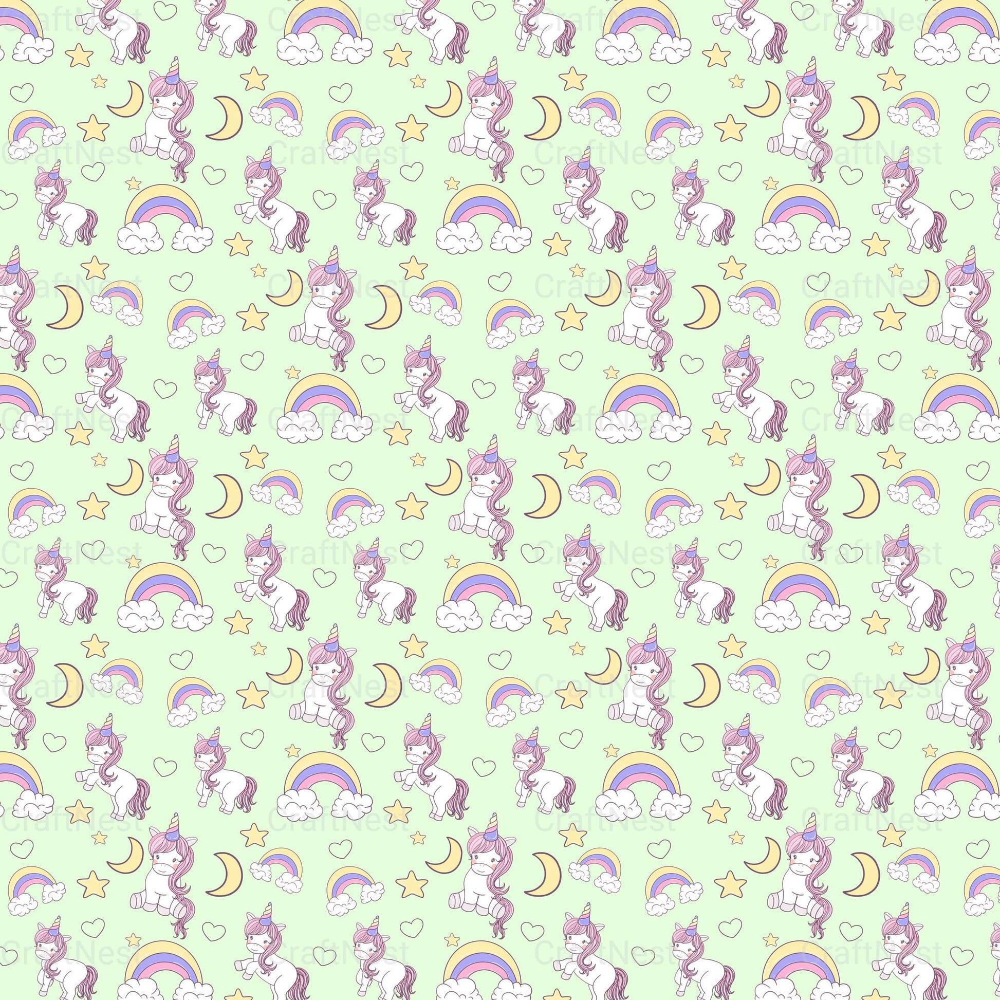 Baby Unicorn Seamless Pattern - CraftNest - Digital Crafting and Art