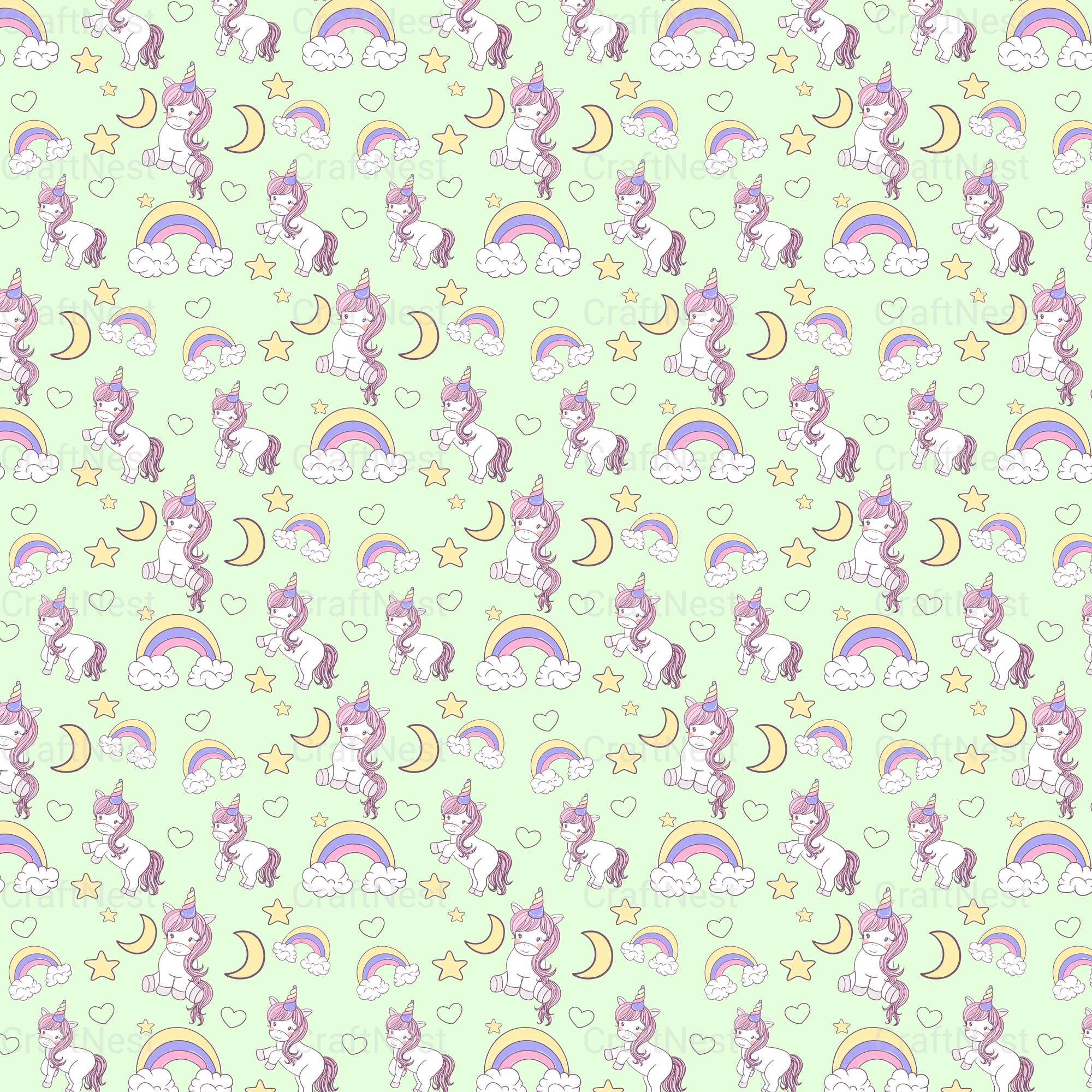 Baby Unicorn Seamless Pattern - CraftNest - Digital Crafting and Art