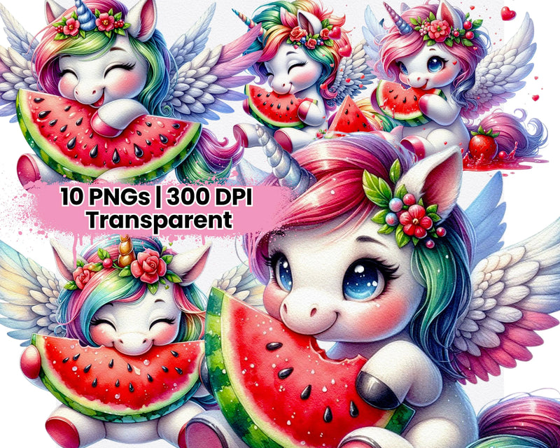 Unicorn Eating Watermelon - CraftNest - Digital Crafting and Art