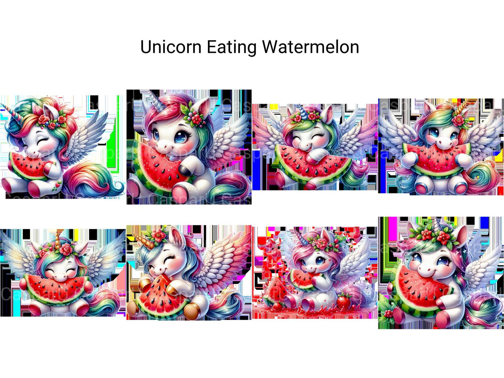 Unicorn Eating Watermelon - CraftNest - Digital Crafting and Art