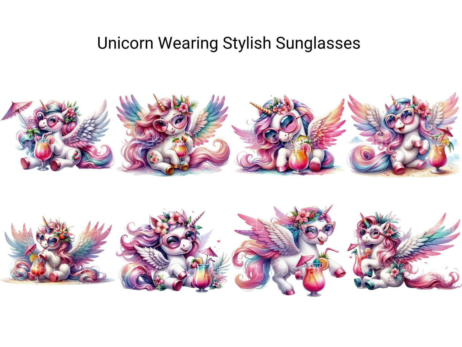 Unicorn Wearing Stylish Sunglasses - CraftNest - Digital Crafting and Art