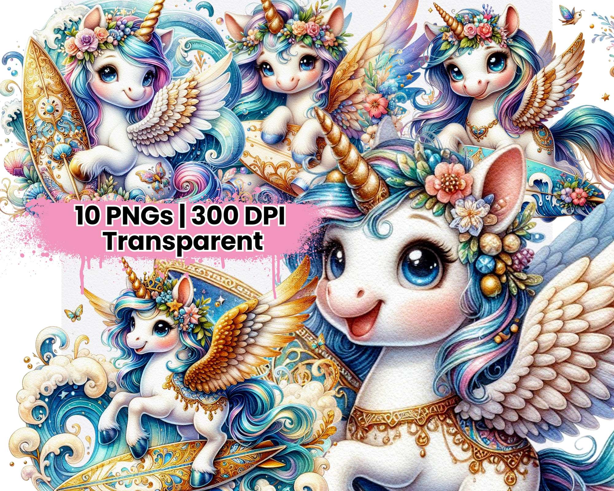 Unicorn with Surfboard - CraftNest - Digital Crafting and Art