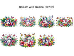 Unicorn with Tropical Flowers - CraftNest - Digital Crafting and Art