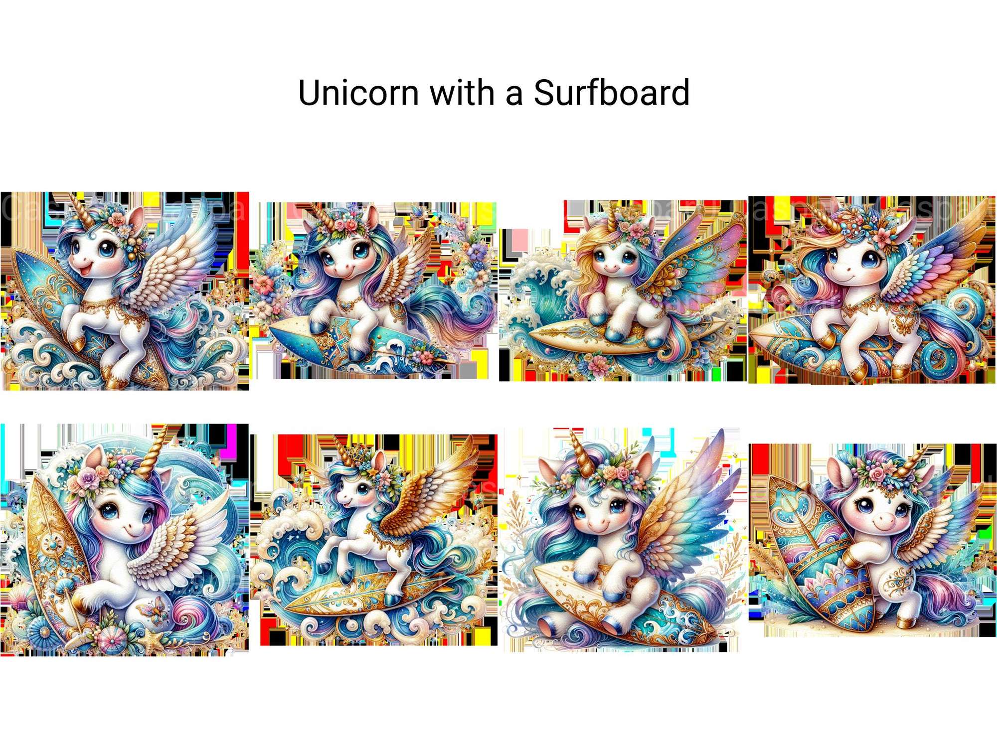 Unicorn with Surfboard - CraftNest - Digital Crafting and Art