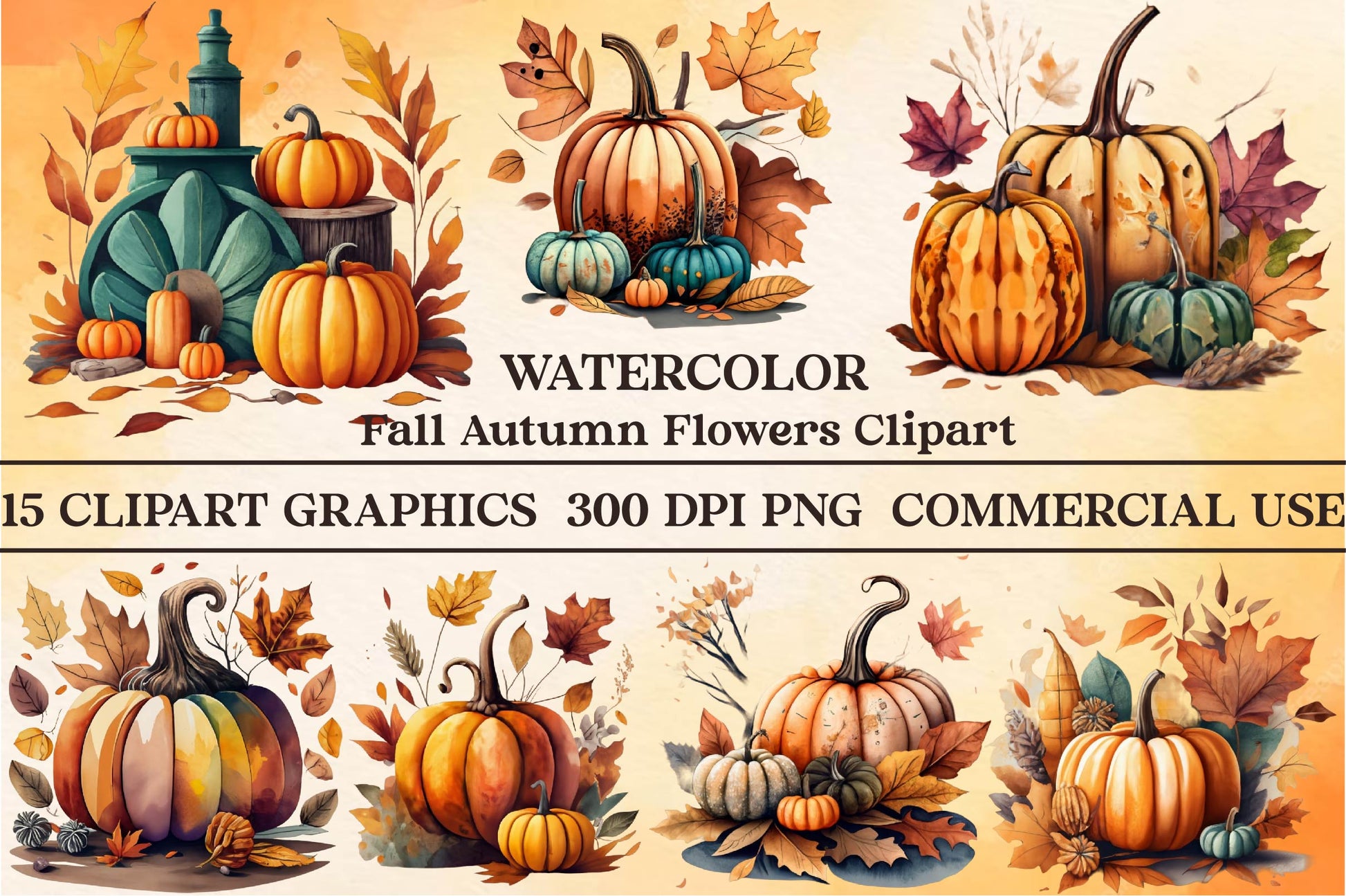Fall Autumn Flowers Clipart Bundle - CraftNest - Digital Crafting and Art