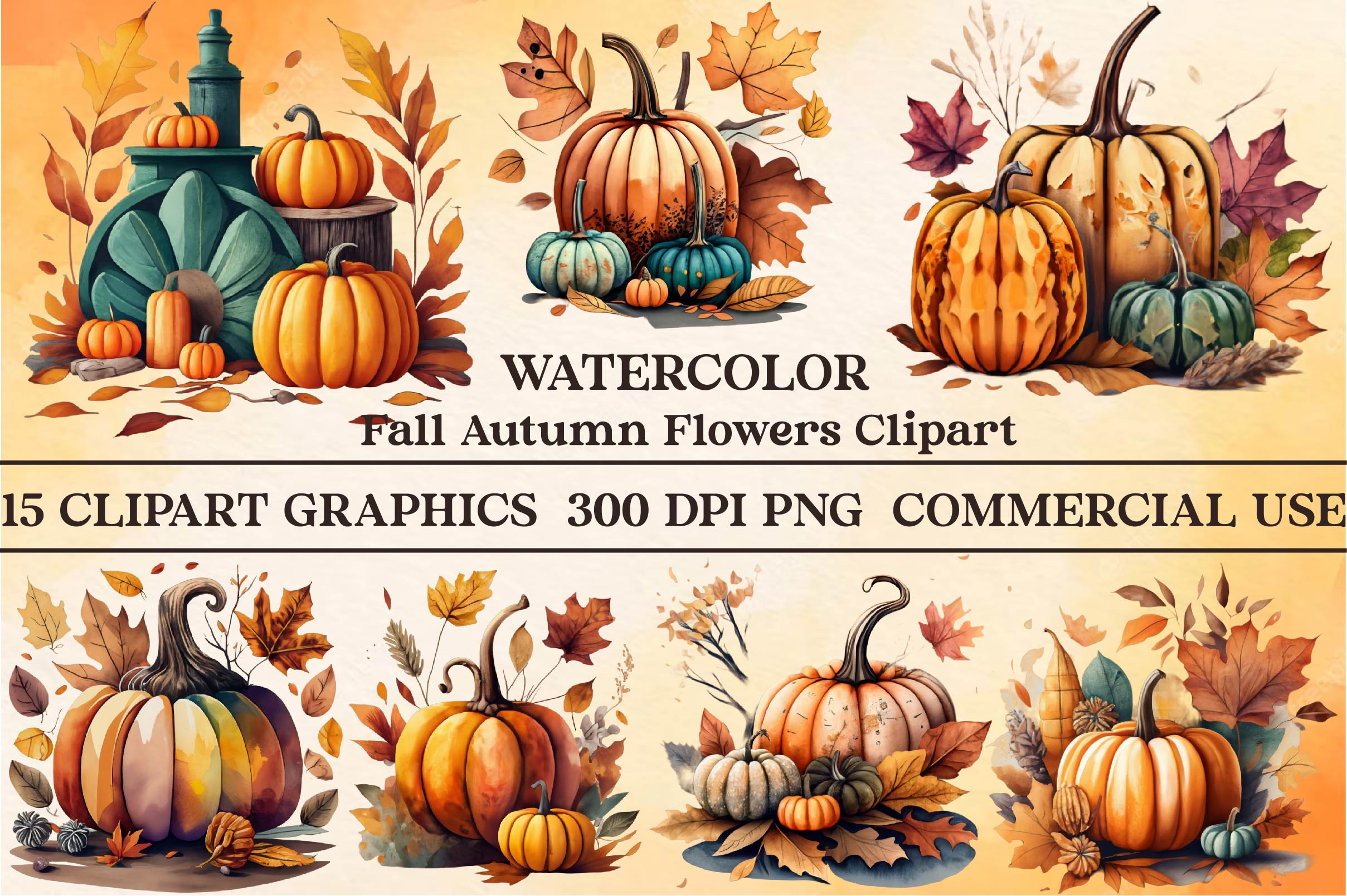 Fall Autumn Flowers Clipart Bundle - CraftNest - Digital Crafting and Art