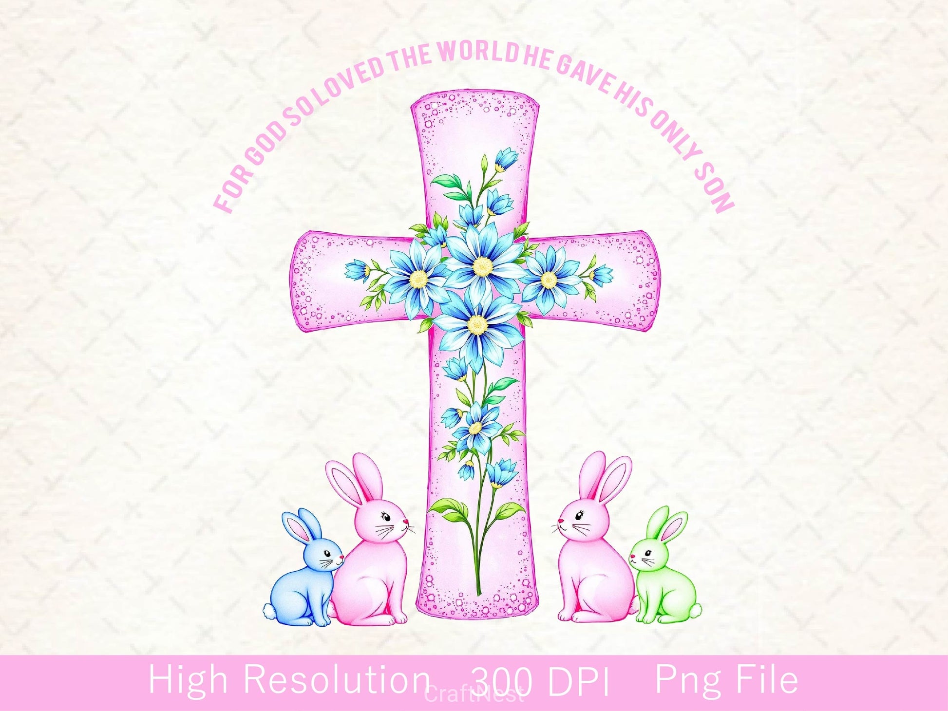 Bunnies With Cross Clipart Bundle - CraftNest - Digital Crafting and Art