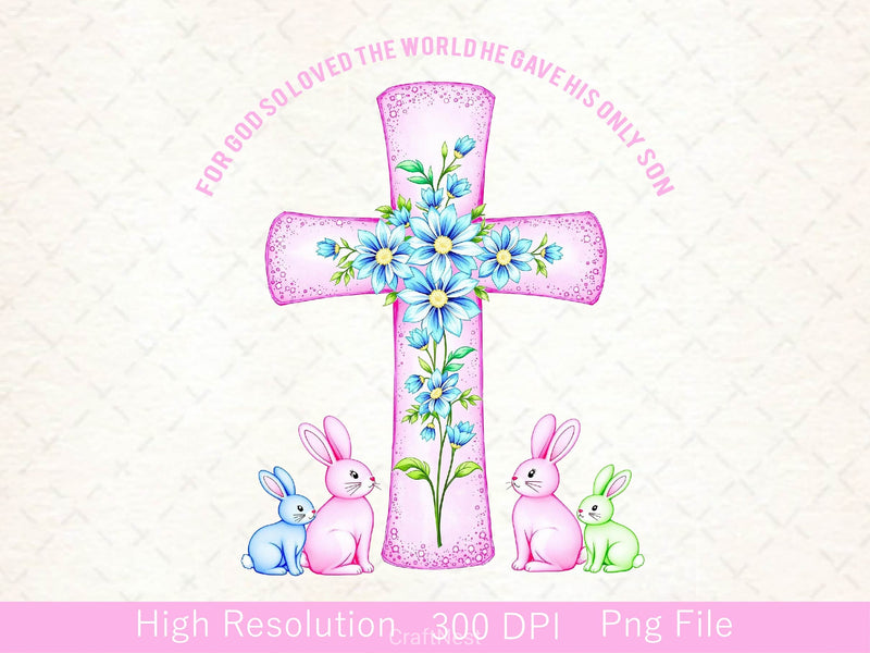 Bunnies With Cross Clipart Bundle - CraftNest - Digital Crafting and Art