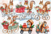 Squirrel Carries A Cart With Gifts Clipart Bundle