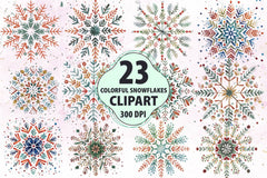 Colorful Snowflakes Clipart Bundle - CraftNest - Digital Crafting and Art