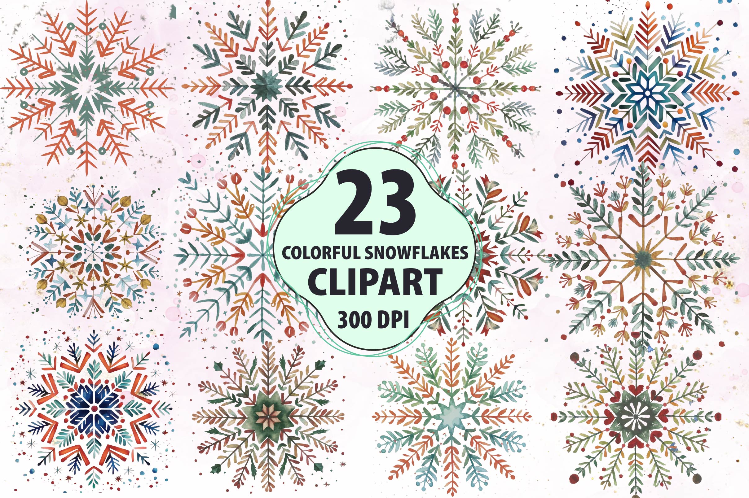 Colorful Snowflakes Clipart Bundle - CraftNest - Digital Crafting and Art