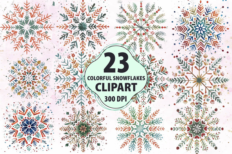 Colorful Snowflakes Clipart Bundle - CraftNest - Digital Crafting and Art