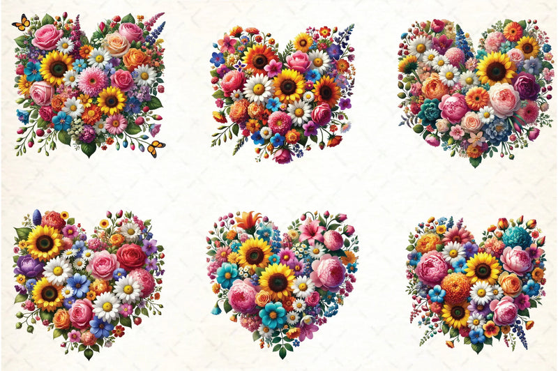 Flower Hearts Valentine's Day Clipart Bundle - CraftNest - Digital Crafting and Art
