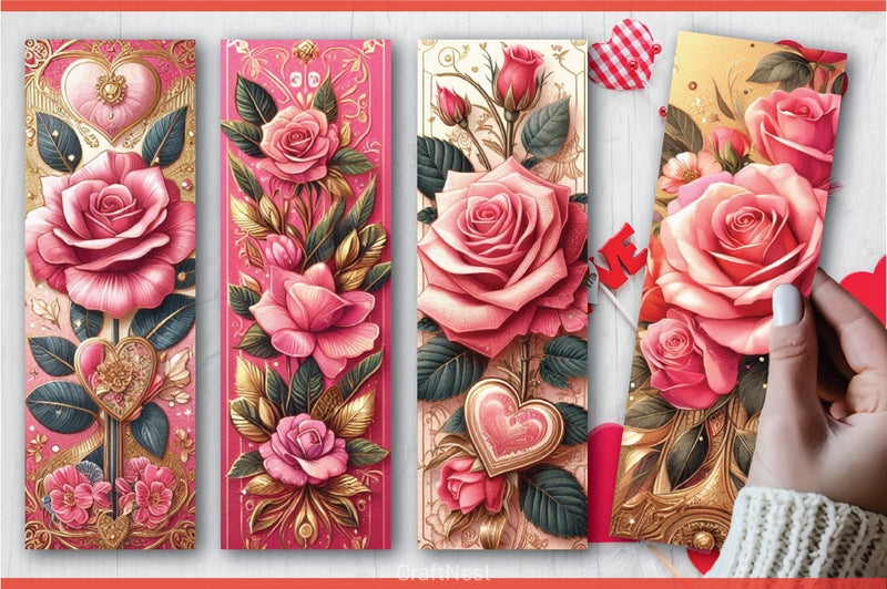 Valentine's Day Rose Bookmarks Bundle - CraftNest - Digital Crafting and Art