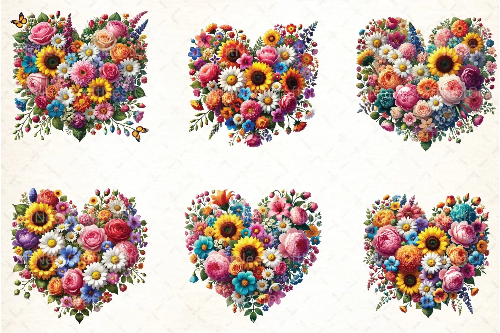 Flower Hearts Valentine's Day Clipart Bundle - CraftNest - Digital Crafting and Art