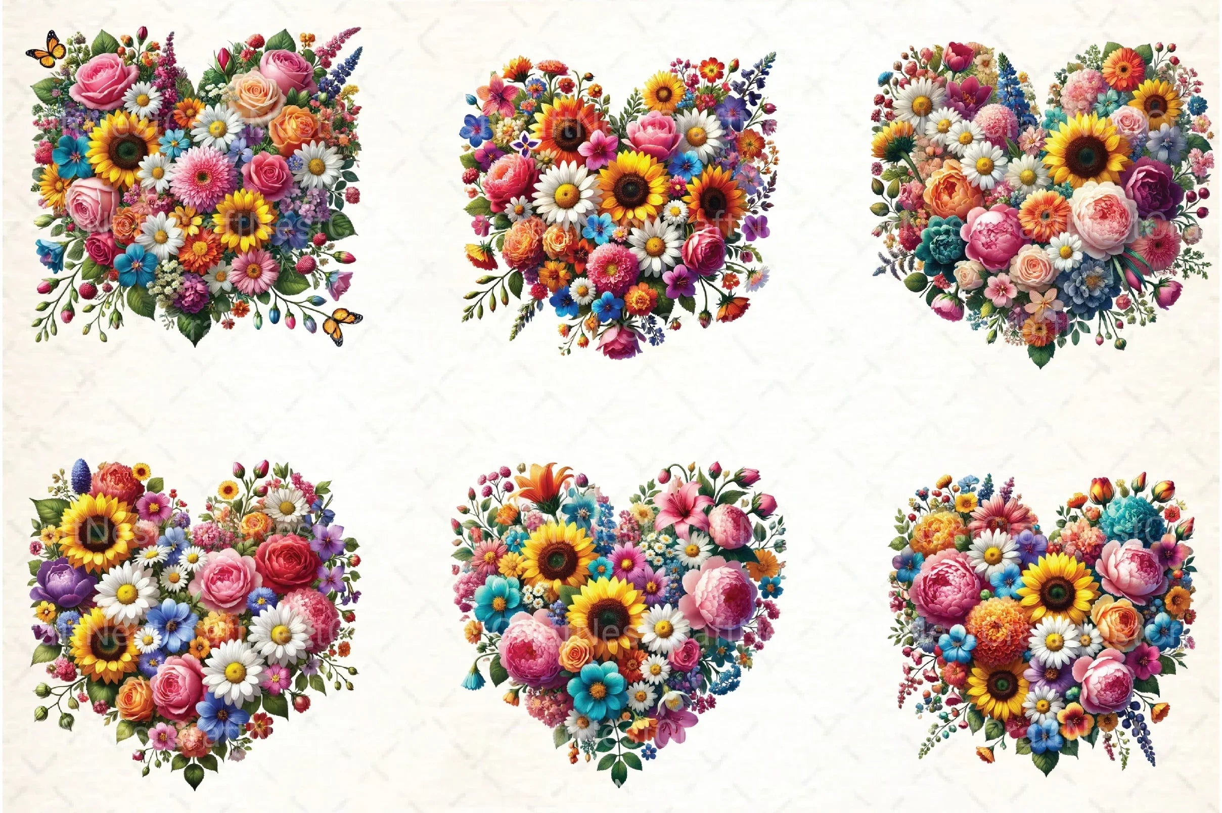 Flower Hearts Valentine's Day Clipart Bundle - CraftNest - Digital Crafting and Art