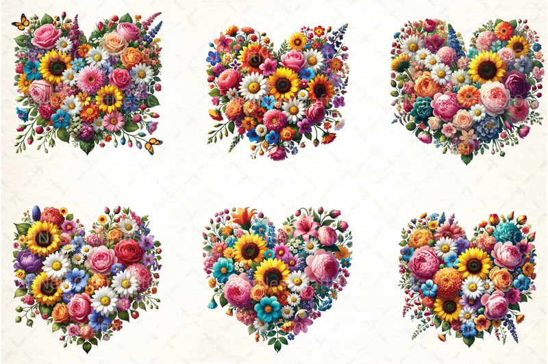 Flower Hearts Valentine's Day Clipart Bundle - CraftNest - Digital Crafting and Art