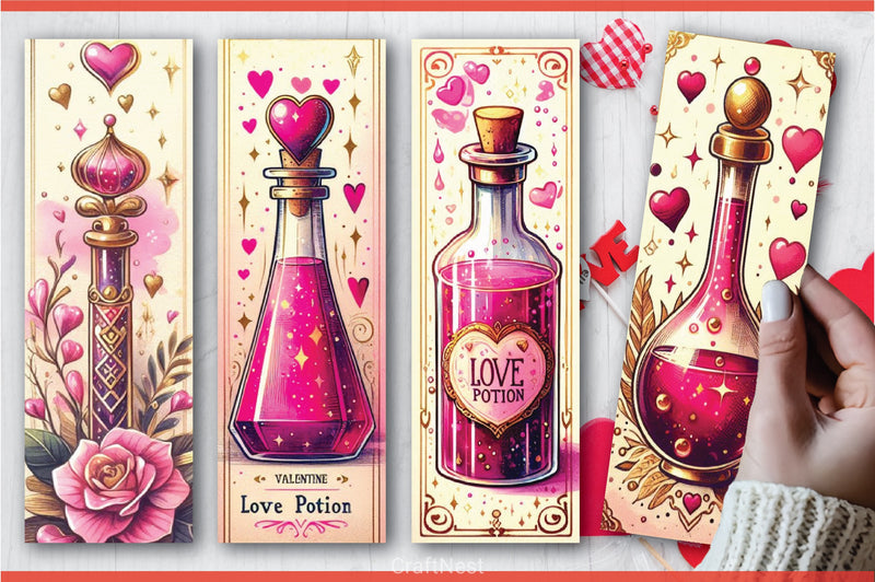 Valentine Potion Bookmarks Journal - CraftNest - Digital Crafting and Art