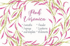 Pink Veronica Clip Art Pack Clipart Bundle - CraftNest - Digital Crafting and Art