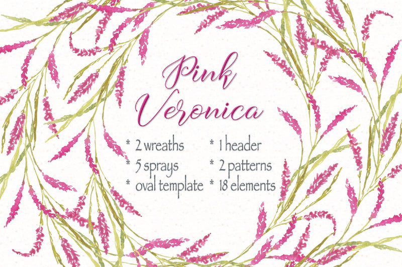 Pink Veronica Clip Art Pack Clipart Bundle - CraftNest - Digital Crafting and Art