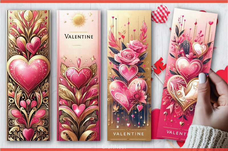 Valentine's Day Heart Bookmarks - CraftNest - Digital Crafting and Art