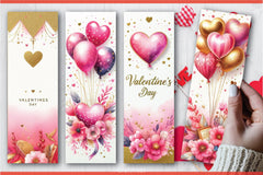Valentine's Day Balloons Bookmarks 4 - CraftNest - Digital Crafting and Art